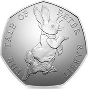 50 Pence - Elizabeth II 5th portrait; Peter Rabbit, United Kingdom, 2017 reverse image