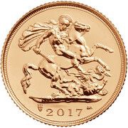 ½ Sovereign - Elizabeth II 5th portrait; Sovereign Bicentenary, United Kingdom, 2017 reverse image