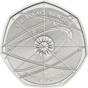 50 Pence - Elizabeth II 5th portrait; Sir Isaac Newton, United Kingdom, 2017-2018 reverse image