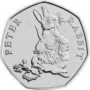 50 Pence - Elizabeth II 5th portrait; Peter Rabbit, United Kingdom, 2018 reverse image