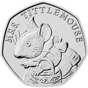 50 Pence - Elizabeth II 5th portrait; Mrs. Tittlemouse, United Kingdom, 2018 reverse image