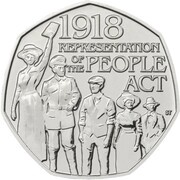 50 Pence - Elizabeth II 5th portrait; People Act 1918, United Kingdom, 2018 reverse image