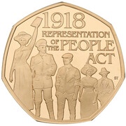 50 Pence - Elizabeth II People Act 1918; Gold Proof, United Kingdom, 2018 reverse image