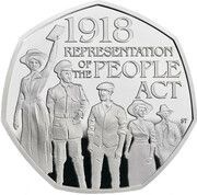 50 Pence - Elizabeth II People Act 1918; Silver Piedfort, United Kingdom, 2018 reverse image