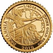 50 Pence - Elizabeth II 5th portrait; 1/40 oz Fine Gold, United Kingdom, 2019 reverse image