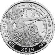 50 Pence - Elizabeth II 5th portrait; 1/4 oz Fine Silver, United Kingdom, 2019 reverse image