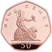 50 Pence - Elizabeth II Britannia; Gold Piedfort, United Kingdom, 2019 reverse image