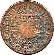80 Réis - Maria I and Pedro III Countermarked on 40 Reis, KM#203, Brazil, 1778-1784 reverse image