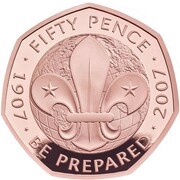 50 Pence - Elizabeth II Scouting Movement; Gold Piedfort, United Kingdom, 2019 reverse image