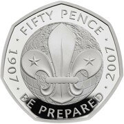 50 Pence - Elizabeth II Scouting Movement; Silver Piedfort, United Kingdom, 2019 reverse image