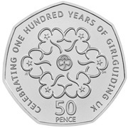 50 Pence - Elizabeth II 5th Portrait; Girlguiding, United Kingdom, 2019 reverse image