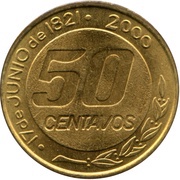 50 Centavos General Güemes; plain edge reverse image