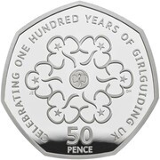 50 Pence - Elizabeth II Girlguiding; Silver Proof, United Kingdom, 2019 reverse image