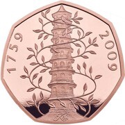 50 Pence - Elizabeth II Kew Gardens; Gold Piedfort, United Kingdom, 2019 reverse image