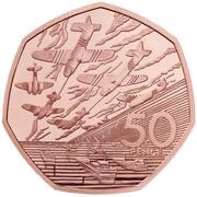 50 Pence - Elizabeth II D-Day Anniversary; Gold Piedfort, United Kingdom, 2019 reverse image