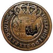 80 Réis Countermarked on 40 Réis - José I - Angola obverse image