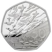 50 Pence - Elizabeth II D-Day Anniversary; Silver Proof, United Kingdom, 2019 reverse image