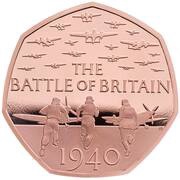 50 Pence - Elizabeth II Battle of Britain; Gold Proof, United Kingdom, 2019 reverse image
