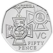 50 Pence - Elizabeth II 5th portrait; Victoria Cross, medal, United Kingdom, 2019 reverse image