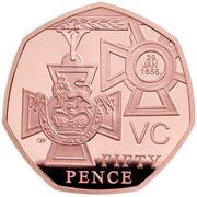 50 Pence - Elizabeth II Victoria Cross, medal; Gold Piedfort, United Kingdom, 2019 reverse image