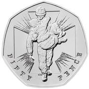 50 Pence - Elizabeth II 5th portrait; Victoria Cross, soldier, United Kingdom, 2019 reverse image