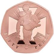 50 Pence - Elizabeth II Victoria Cross, soldier; Gold Piedfort, United Kingdom, 2019 reverse image