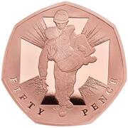 50 Pence - Elizabeth II Victoria Cross, soldier; Gold Proof, United Kingdom, 2019 reverse image