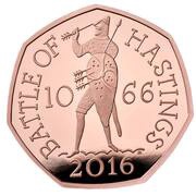 50 Pence - Elizabeth II Battle of Hastings; Gold Piedfort, United Kingdom, 2019 reverse image
