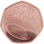 50 Pence - Elizabeth II Stephen Hawking; Gold Proof, United Kingdom, 2019 reverse image