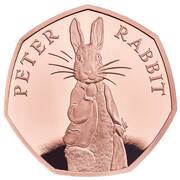 50 Pence - Elizabeth II Peter Rabbit; Gold Proof, United Kingdom, 2019 reverse image