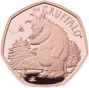 50 Pence - Elizabeth II The Gruffalo and Mouse; Gold Proof, United Kingdom, 2019 reverse image