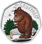50 Pence - Elizabeth II The Gruffalo and Mouse; Silver Proof, United Kingdom, 2019 reverse image