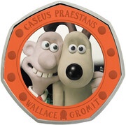 50 Pence - Elizabeth II Wallace and Gromit; Silver Proof, United Kingdom, 2019 reverse image