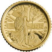 50 Pence - Elizabeth II 5th portrait; 1/40 oz Fine Gold, United Kingdom, 2020 reverse image