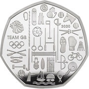 50 Pence - Elizabeth II Team GB Olympics 2020; Silver Piedfort, United Kingdom, 2020 reverse image