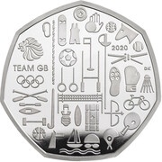 50 Pence - Elizabeth II Team GB Olympics 2020; Silver Proof, United Kingdom, 2020 reverse image