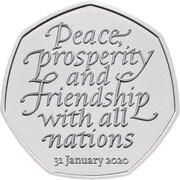 50 Pence - Elizabeth II 5th Portrait; Brexit, United Kingdom, 2020 reverse image