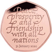 50 Pence - Elizabeth II Brexit; Gold Piedfort, United Kingdom, 2020 reverse image