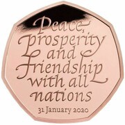 50 Pence - Elizabeth II Brexit; Gold Proof, United Kingdom, 2020 reverse image