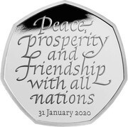 50 Pence - Elizabeth II Brexit; Silver Proof, United Kingdom, 2020 reverse image