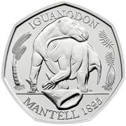 50 Pence - Elizabeth II 5th Portrait; Iguanodon, United Kingdom, 2020 reverse image