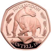 50 Pence - Elizabeth II Iguanodon; Gold Proof, United Kingdom, 2020 reverse image