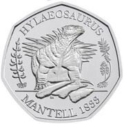 50 Pence - Elizabeth II 5th Portrait; Hylaeosaurus, United Kingdom, 2020 reverse image