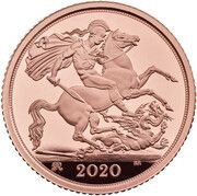 ½ Sovereign - Elizabeth II 5th portrait; George III Bicentenary, United Kingdom, 2020 reverse image