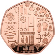 50 Pence - Elizabeth II Team GB Olympics 2020; Gold Proof, United Kingdom, 2020-2021 reverse image