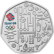 50 Pence - Elizabeth II 5th Portrait; Team GB Olympics 2020, United Kingdom, 2021 reverse image