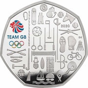 50 Pence - Elizabeth II Team GB Olympics 2020; Silver Piedfort, United Kingdom, 2021 reverse image