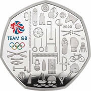 50 Pence - Elizabeth II Team GB Olympics 2020; Silver Proof, United Kingdom, 2021 reverse image