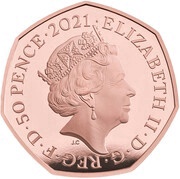 50 Pence - Elizabeth II 5th portrait; Decimalisation Anniversary, Gold Proof obverse image