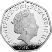 50 Pence - Elizabeth II 5th portrait; Decimalisation Anniversary, Silver Piedfort obverse image